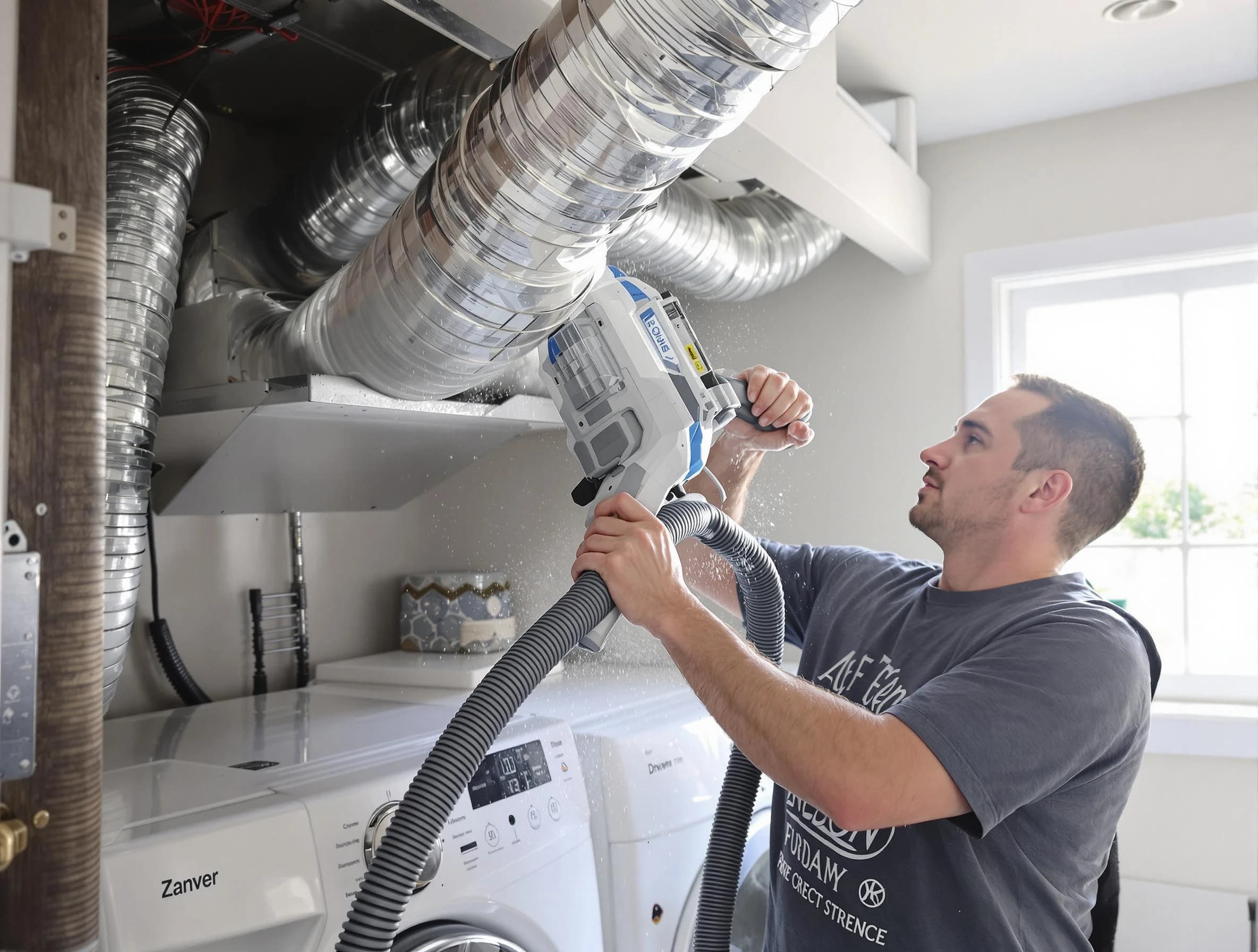 Dove Valley Dryer Vent Cleaning specialist cleaning deep within a dryer vent duct system in Dove Valley